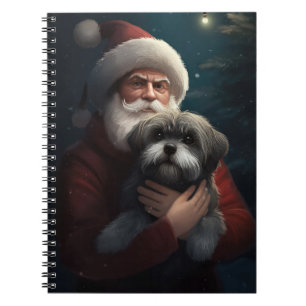 Caderno Espiral Yorkipoo com Papai Noel Natal Festivo