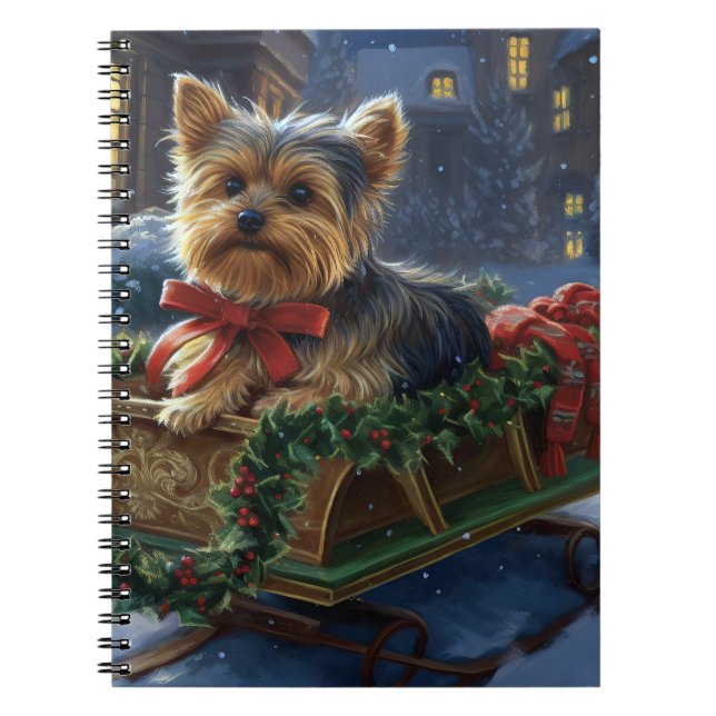 Caderno Espiral Yorkshire Terrier Christmas Fesason (Frente)