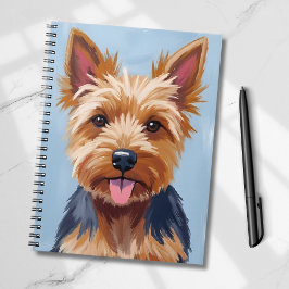 Caderno Espiral Yorkshire Terrier Dog Portrait Painting