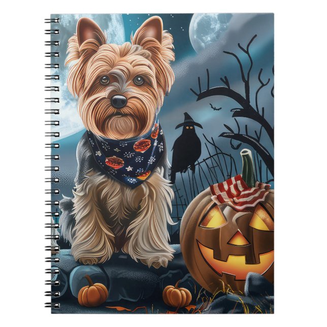 Caderno Espiral Yorkshire Terrier Halloween Spooky (Frente)
