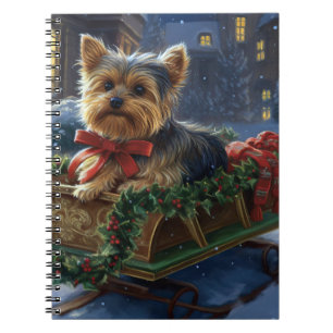 Caderno Espiral Yorkshire Terrier Temporada Festiva de Natal