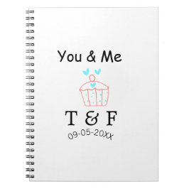 Caderno Espiral You and me love cup cake red valentine's day name 
