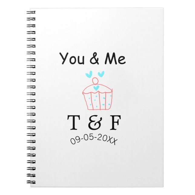 Caderno Espiral You and me love cup cake red valentine's day name  (Frente)
