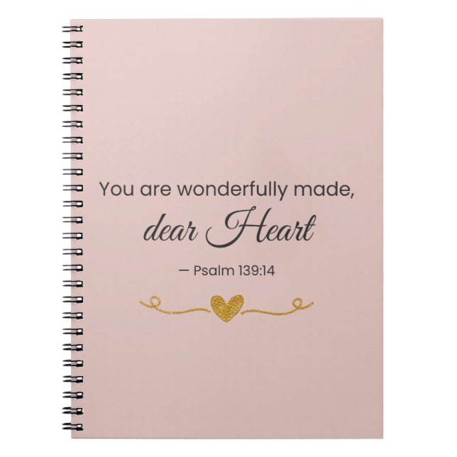 Caderno Espiral You Are Wonderfully Made – Psalm 139:14 Notebook (Frente)