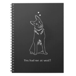 Caderno Espiral You Had me at Woof Dog Lover Simple Outline Design