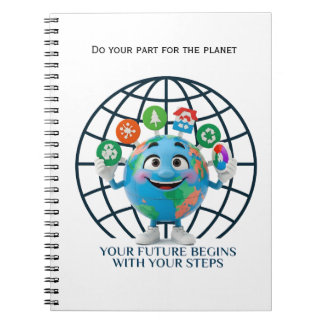 Caderno Espiral Your Future Your Steps Earth Day Sustainability