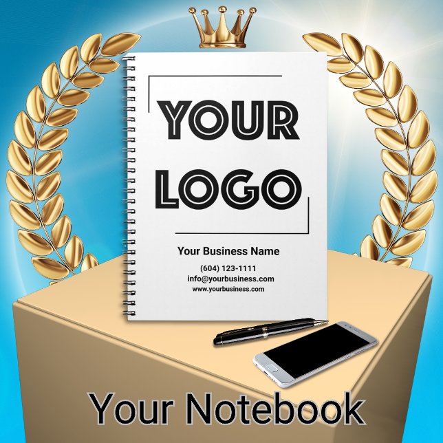 Caderno Espiral Your Logo Custom Business Marketing Black White (Criador carregado)