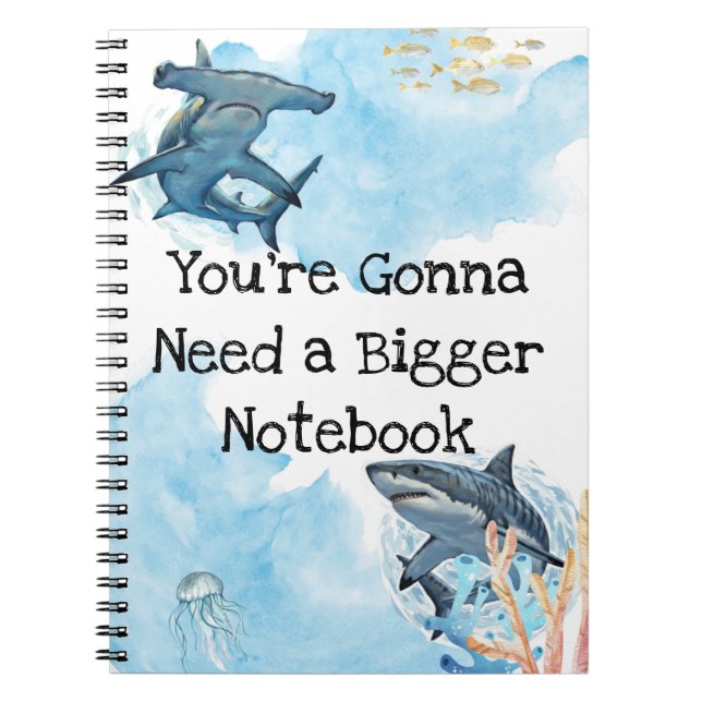 Caderno Espiral You're Gonna Need a Bigger Notebook, sharks (Frente)