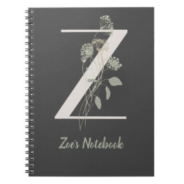 Caderno Espiral Z inicial com flor de cor suave personalizada