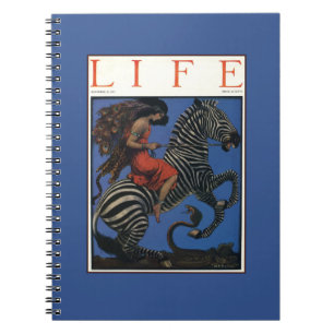 Caderno Espiral Zebra Antiga com Mulher Cavalgando em Estilo Art N