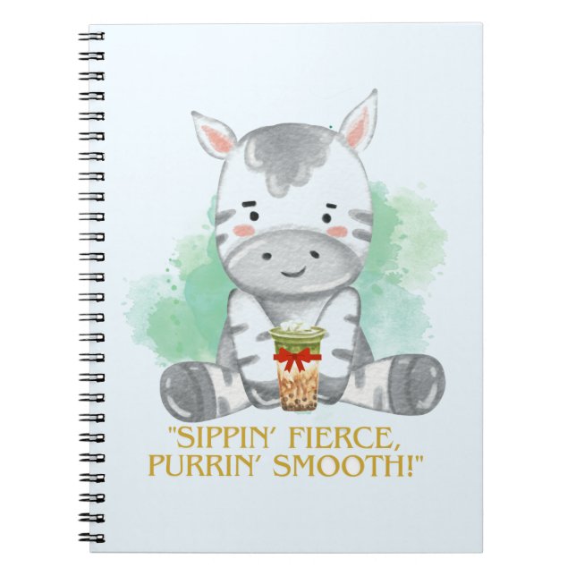 Caderno Espiral zebra aspas bebendo bobba (Frente)