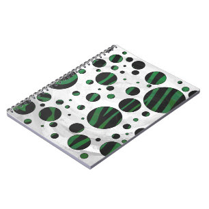 Caderno Espiral Zebra Black e Green Bolinhas