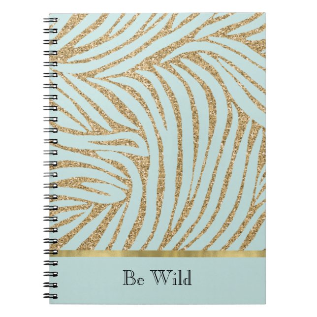 Caderno Espiral Zebra Brilho Dourado Menta   (Frente)