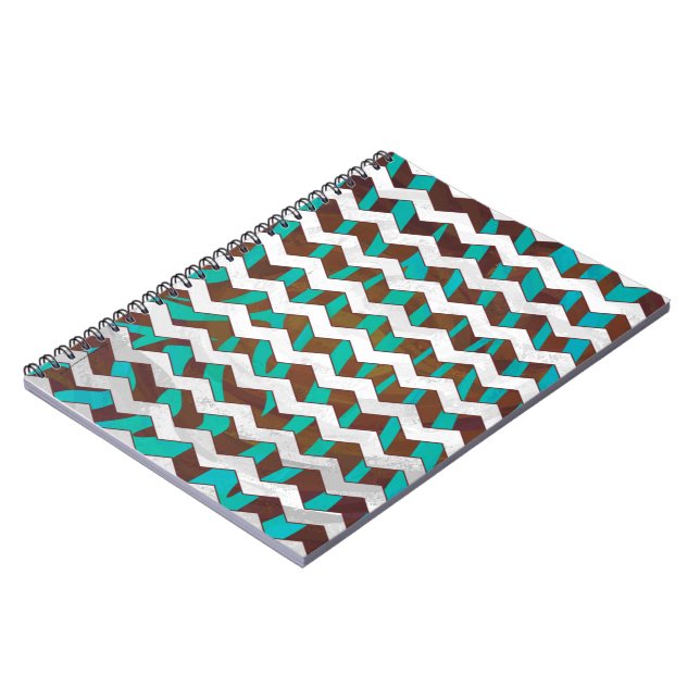 Caderno Espiral Zebra Chevron Brown e Teal Impressão (Left Side)