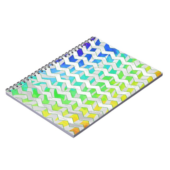 Caderno Espiral Zebra Chevron Rainbow e White Impressão (Left Side)