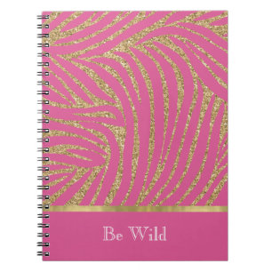 Caderno Espiral Zebra com Brilho em Ouro Rosa