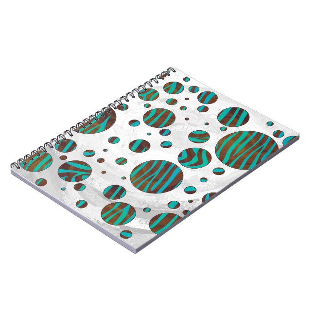 Caderno Espiral Zebra da Bolinhas Castanho e Teal (Left Side)