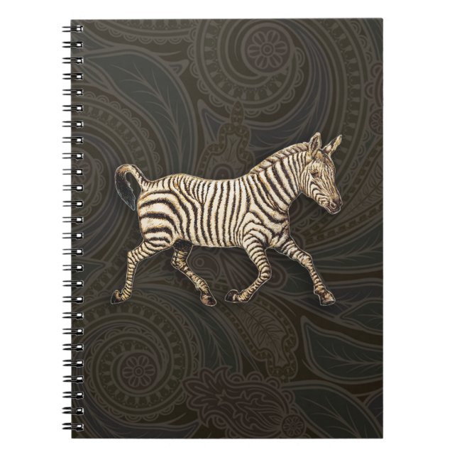Caderno Espiral zebra de safra com design paisley (Frente)