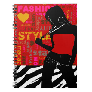 Caderno Espiral Zebra fino red hot pink gold da forma de Popp