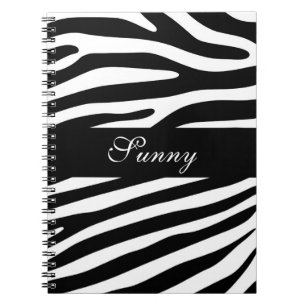 Caderno Espiral Zebra listra padrão preto & branco + suas ideias