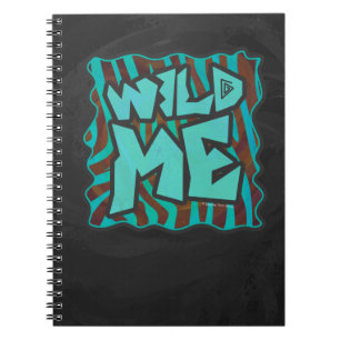Caderno Espiral Zebra Marrom e Design Selvagem em Azul Turquesa