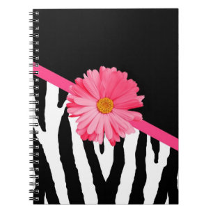 Caderno Espiral Zebra Pattern Girly Pink Daisy