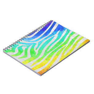 Caderno Espiral Zebra Rainbow e White Impressão