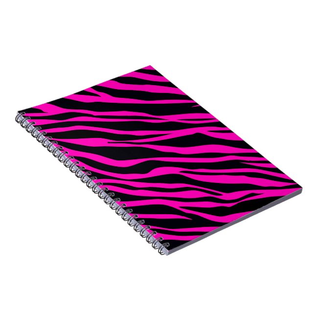 Caderno Espiral Zebra Rosa Quente Riscado (Lado Direito)