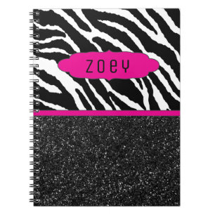 Caderno Espiral Zebra Stripe com Bloco de Notas Personalizado Rosa