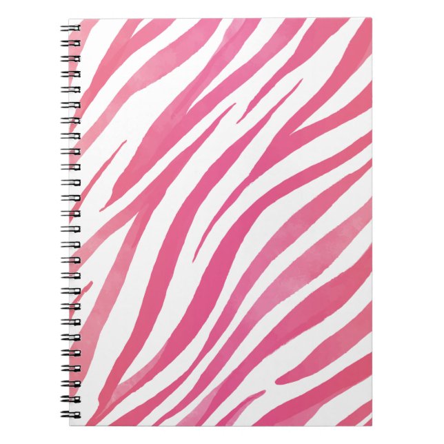 Caderno Espiral Zebra Stripes Pink - Impressão Animal Selvagem Ros (Frente)