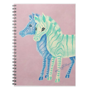 Caderno Espiral Zebras Pastel femininos com listras azuis