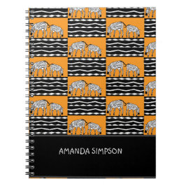 Caderno Espiral Zebras Quenianas Cuecas, Laranja de Arte Africana