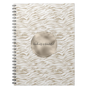 Caderno Espiral Zen Cream Branco Cacau Castanho Zebra Impressão