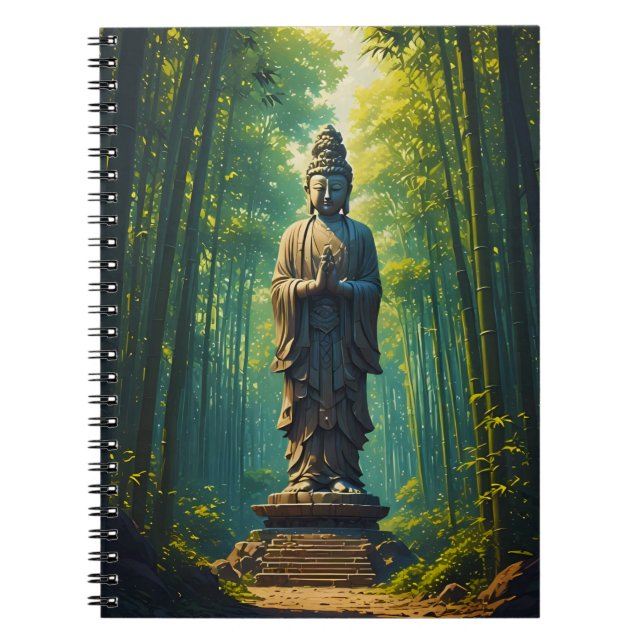 Caderno Espiral Zen no Bamboo Grove (Frente)