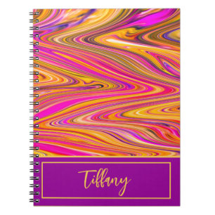 Caderno Espiral Zigmas divertidos de abstrato cor-de-rosa, amarelo