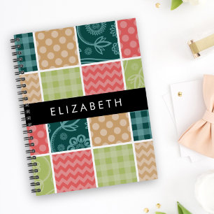 Caderno Espiral Zigzag, Chevron, Gingham, Bolinhas, Seu Nome