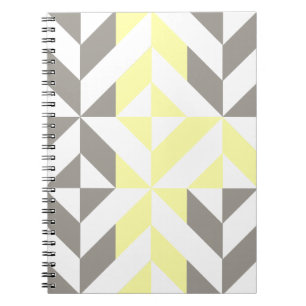 Caderno Espiral ZigZag Geométrico Amarelo e Silver