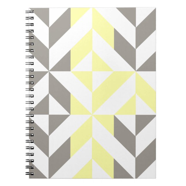 Caderno Espiral ZigZag Geométrico Amarelo e Silver (Frente)