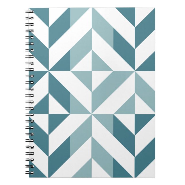 Caderno Espiral ZigZag Geométrico com Duas Pontas Verde Teal (Frente)