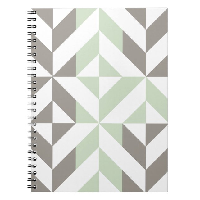Caderno Espiral ZigZag Geométrico de Sage Green e Silver (Frente)