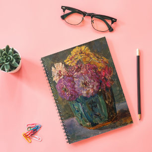 Caderno Espiral Zinnias em um Jar Verde Floris Verster