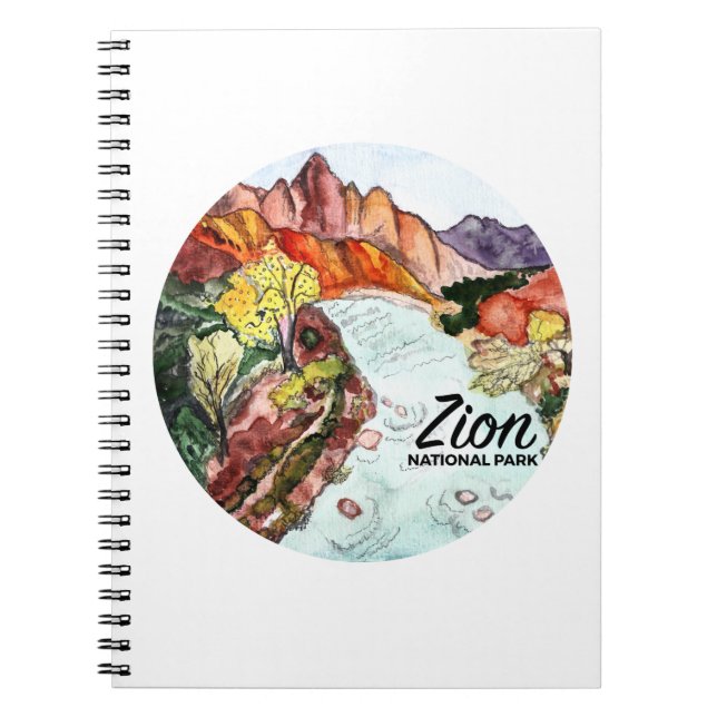 Caderno Espiral Zion National Park Virgin River Watercolor (Frente)