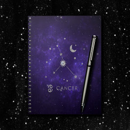 Caderno Espiral Zodiac Cancer Roxo | Astrologia Cósmica Horoscópio
