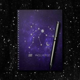 Caderno Espiral Zodiac Purple Aquarius | Astrologia Horóscopo
