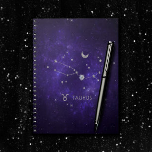 Caderno Espiral Zodiac Purple Taurus Astrologia Cósmica Horoscóp