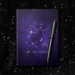 Caderno Espiral Zodiac Roxo Sagittarius Astrologia Horóscopo