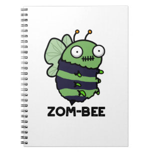 Caderno Espiral Zom-bee Dia de as Bruxas engraçado Zombie Bee Pun