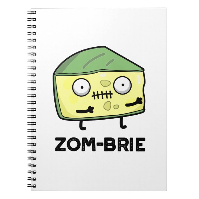 Caderno Espiral Zom-brie Dia de as Bruxas engraçado Zombie Brie Ch (Frente)