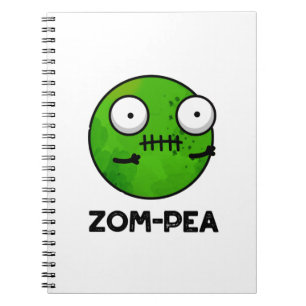 Caderno Espiral Zom-pea Dia de as Bruxas engraçado Zombie Pea Pun