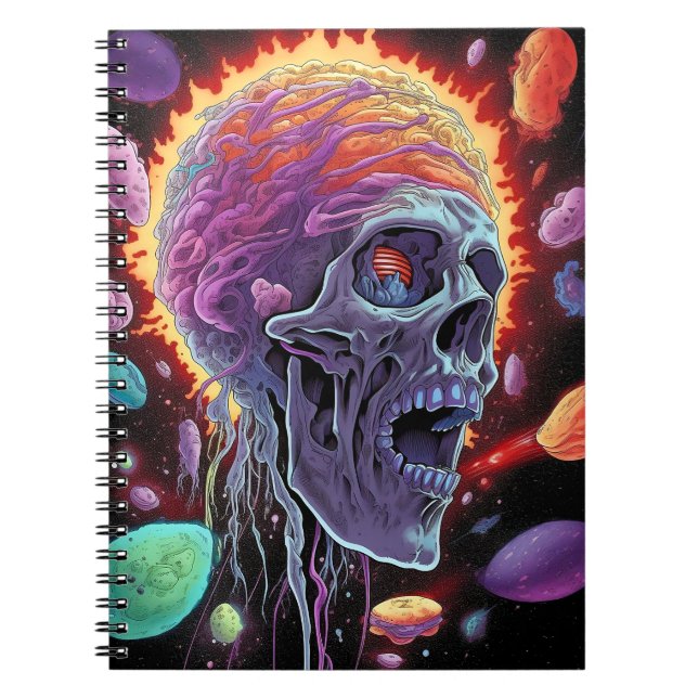 Caderno Espiral Zombie Skull Creator Sci-fi Horror Art (Frente)
